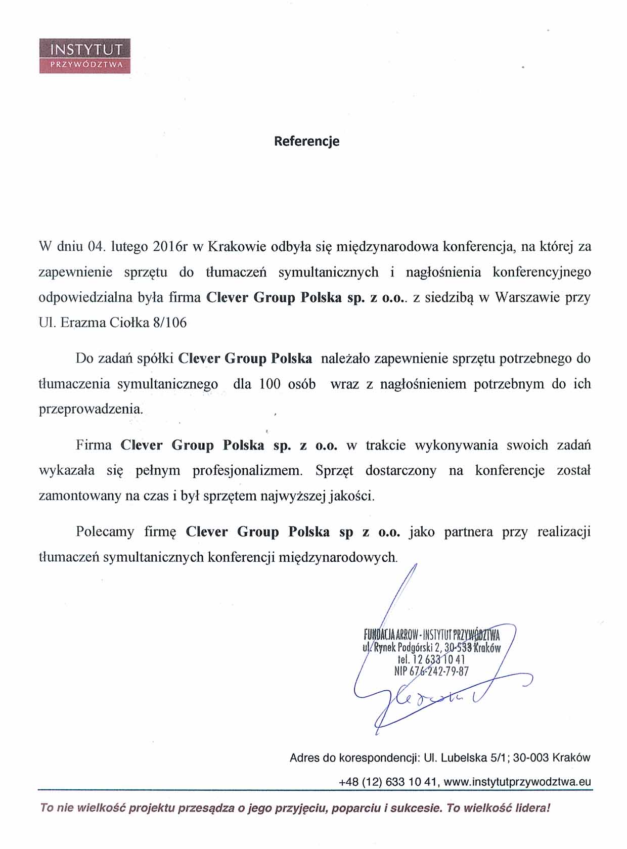 INSTYTUT PRZYWÓDZTWA